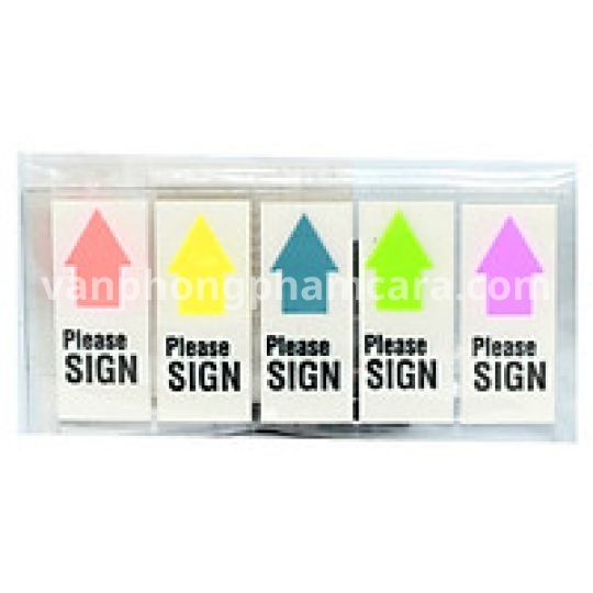 Miếng note nhựa ""Please Sign""  Proniti- Mũi tên 5 màu-Nền trắng lớn 45649
