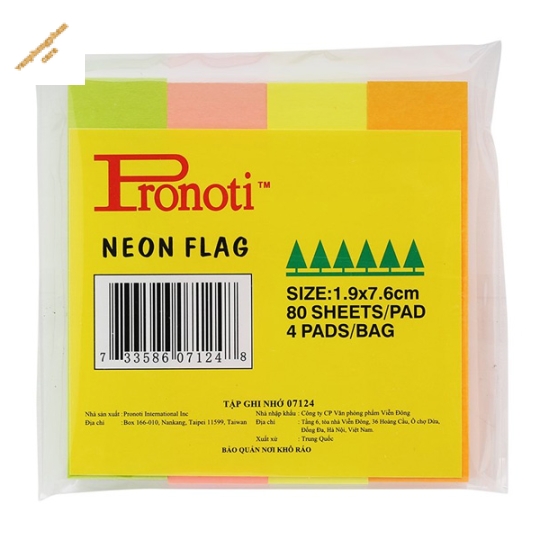 Giấy note UNI 4 màu dạ quang 3x4 inch (91mmx76mm)