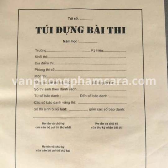 Túi đựng bài thi  - theo mẫu của Bộ GD-ĐT - 31*42.5 cm